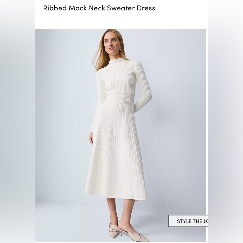 Never worn Ann Taylor Ivory Long Sleeve Dress